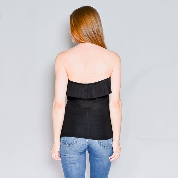 784. PRADA Black Cashmere Knit Strapless Tube Top Sz 42 - Picture 4 of 9